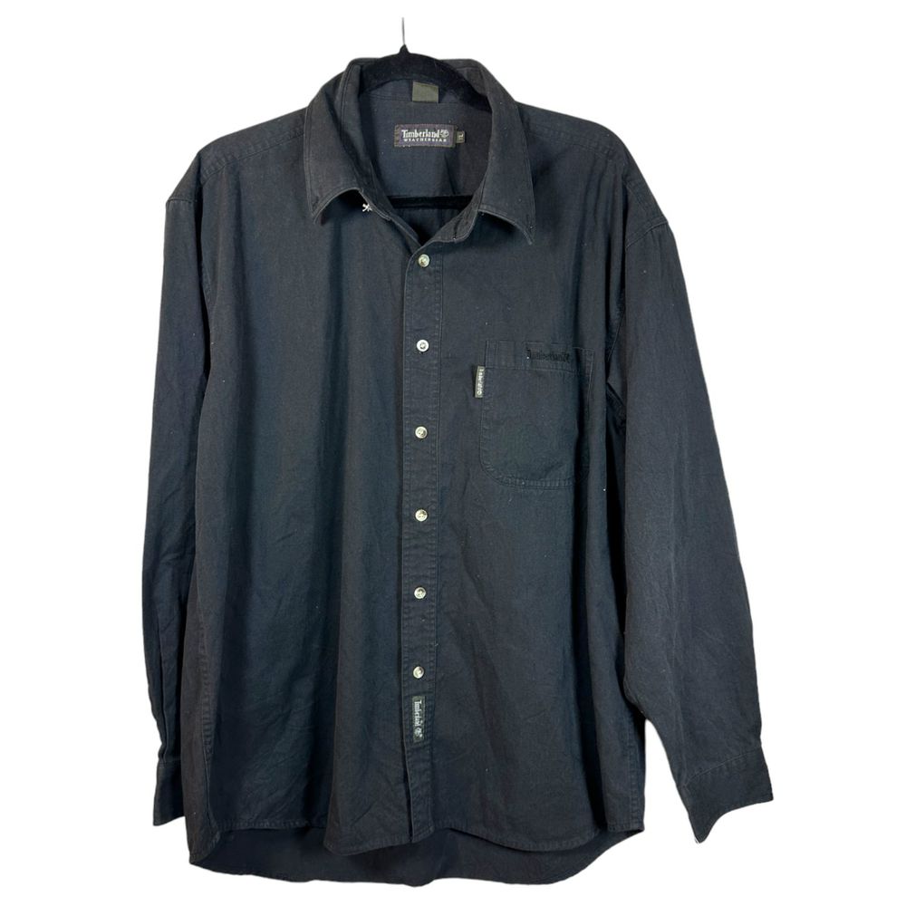 Timberland Weathergear Vintage Black Long sleeve Button Front Shirt Men's XL